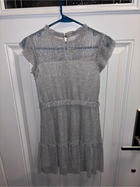 Zunie Shimmer Silver Tiered Ruffle Dress